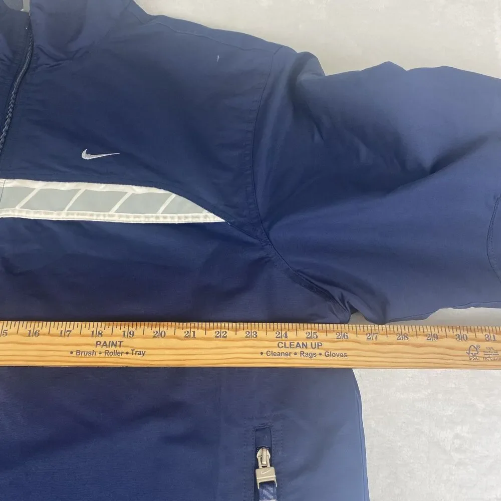 Vintage Nike Jacket Mens Large Blue Logo Full Zip Pockets